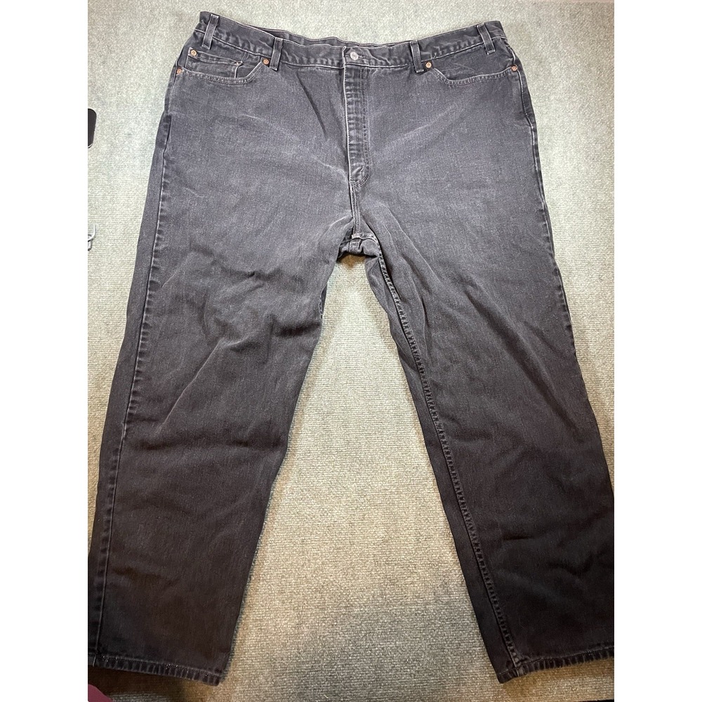 Vintage Levi's 560 Relaxed Fit Faded Black Denim Jeans Men's 46x31 Made In USA